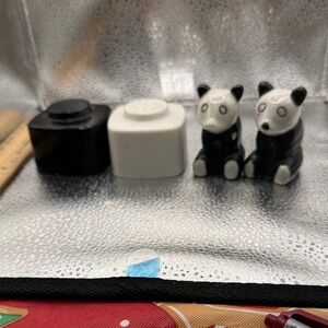 Black and White Panda Salt and Pepper Shaker Set 2 sets for price of 1